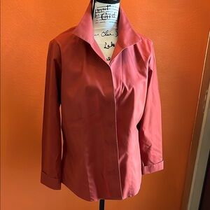 Chico's Pink Fitted Button Down Shirt with Notched Collar